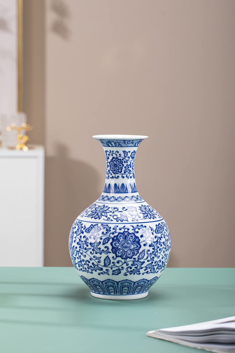 GaLouRo Blue and White Vase  Blue Vase  Chinoiserie Vase  Blue and White Ginger Jar Vase for Home Decor  Blue and White Porcelain Decor 9""H - Image 3